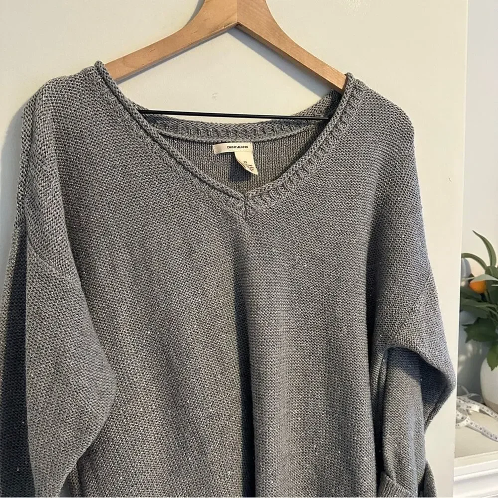 DKNY Jeans Gray Sequin Sweater 2X - Picture 7 of 12